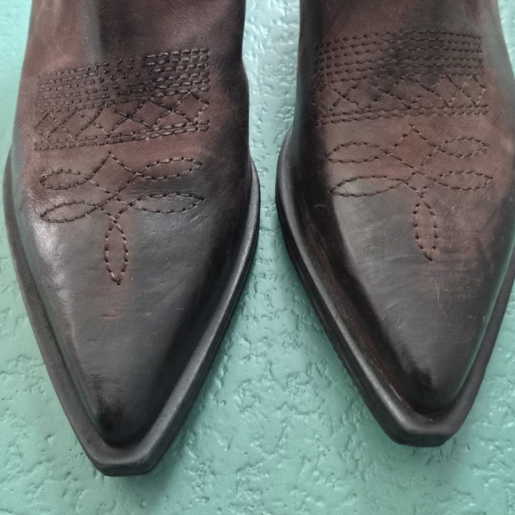 Western Ankle Boots Distressed Leather Pointed Toe Side Zip Emanuele Crasto - Picture 8 of 13